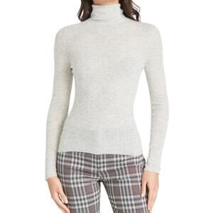 New 360 SWEATER Janelle Fitted Turtleneck in Light Heather Grey Women's Size L